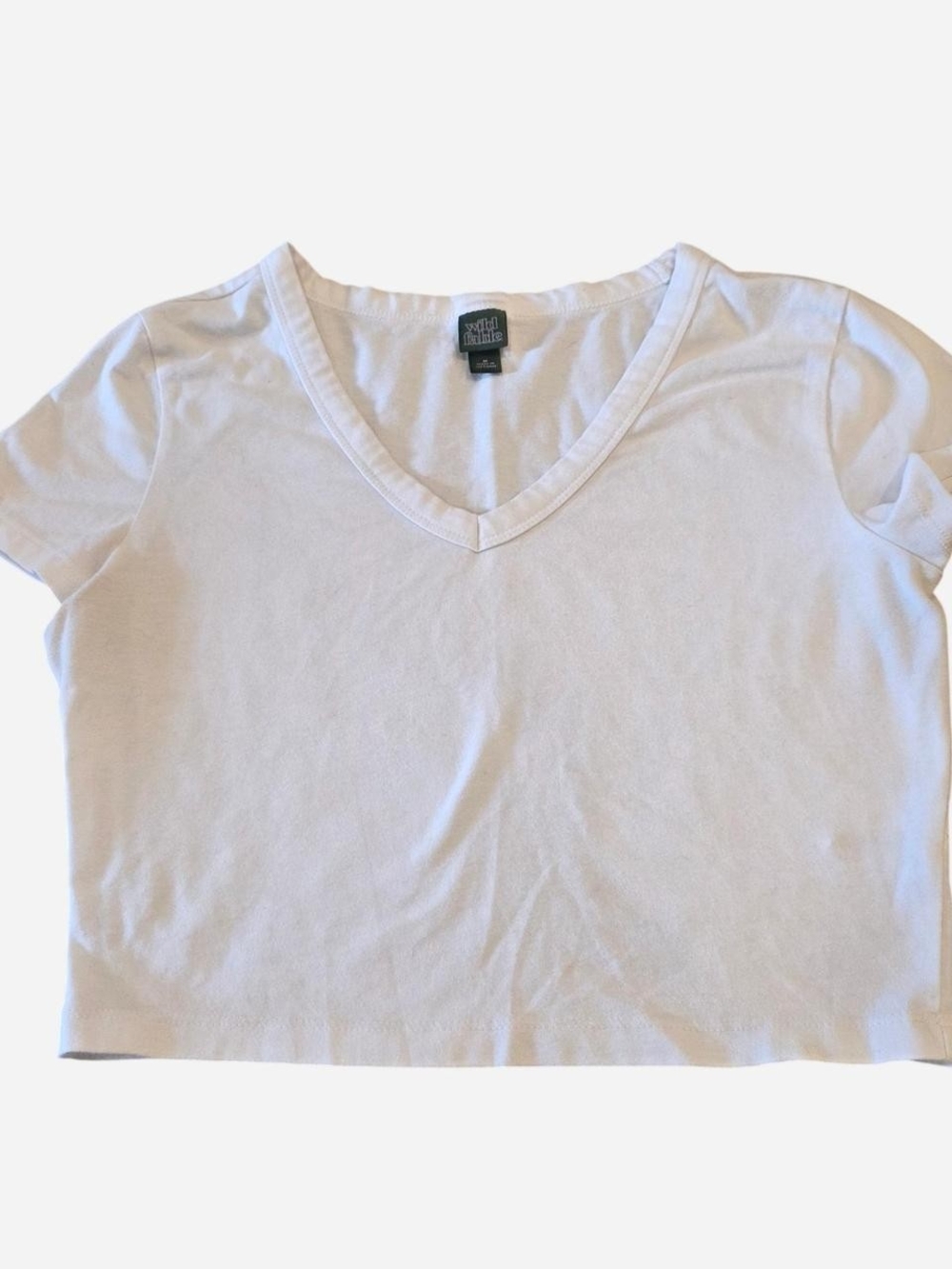 Wild Fable White V-Neck Short Sleeve Crop Tee